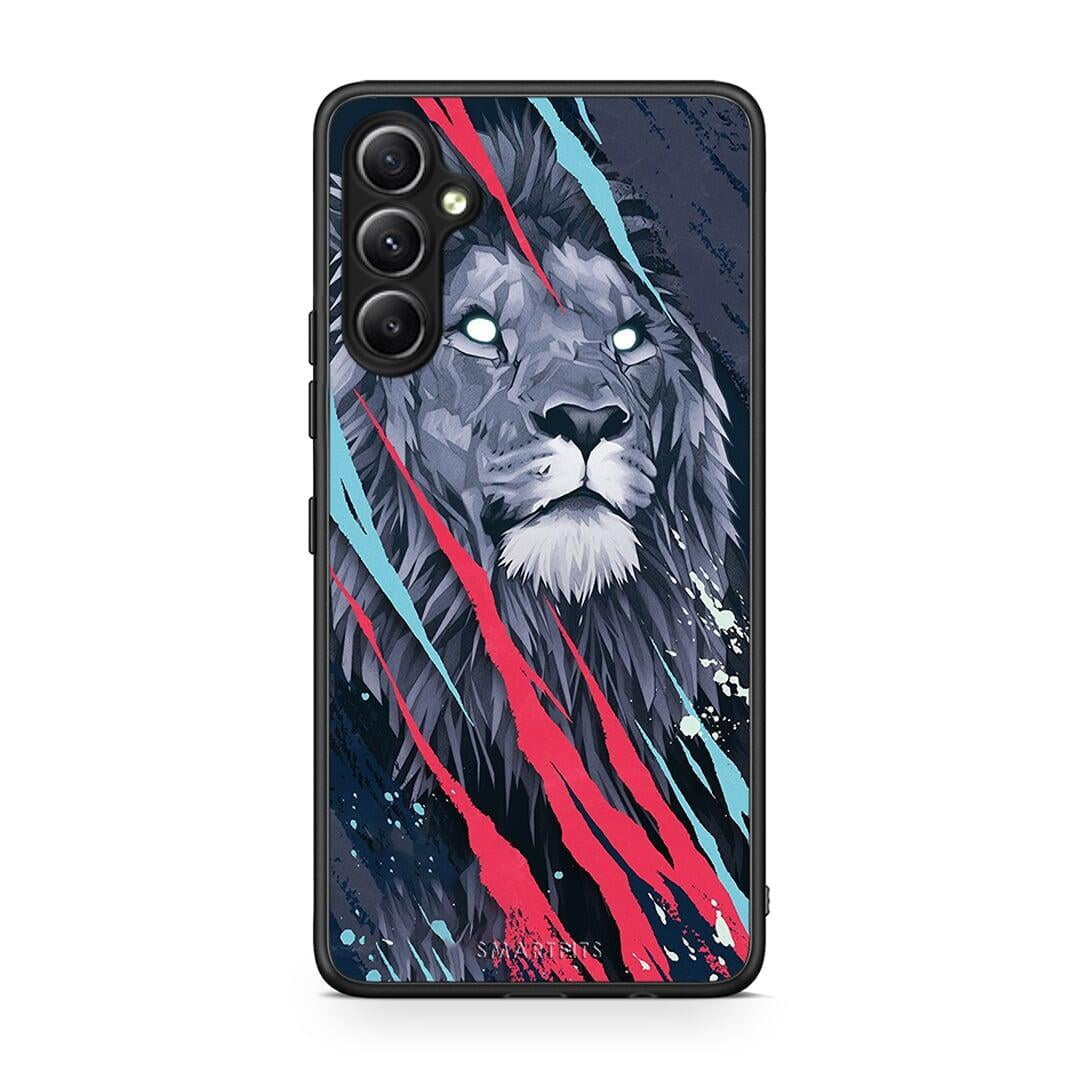 Θήκη Samsung Galaxy A34 PopArt Lion Designer από τη Smartfits με σχέδιο στο πίσω μέρος και μαύρο περίβλημα | Samsung Galaxy A34 PopArt Lion Designer Case with Colorful Back and Black Bezels