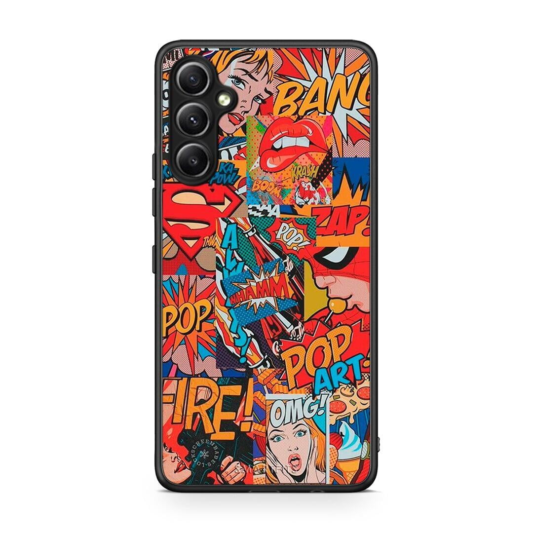 Θήκη Samsung Galaxy A34 PopArt OMG από τη Smartfits με σχέδιο στο πίσω μέρος και μαύρο περίβλημα | Samsung Galaxy A34 PopArt OMG Case with Colorful Back and Black Bezels