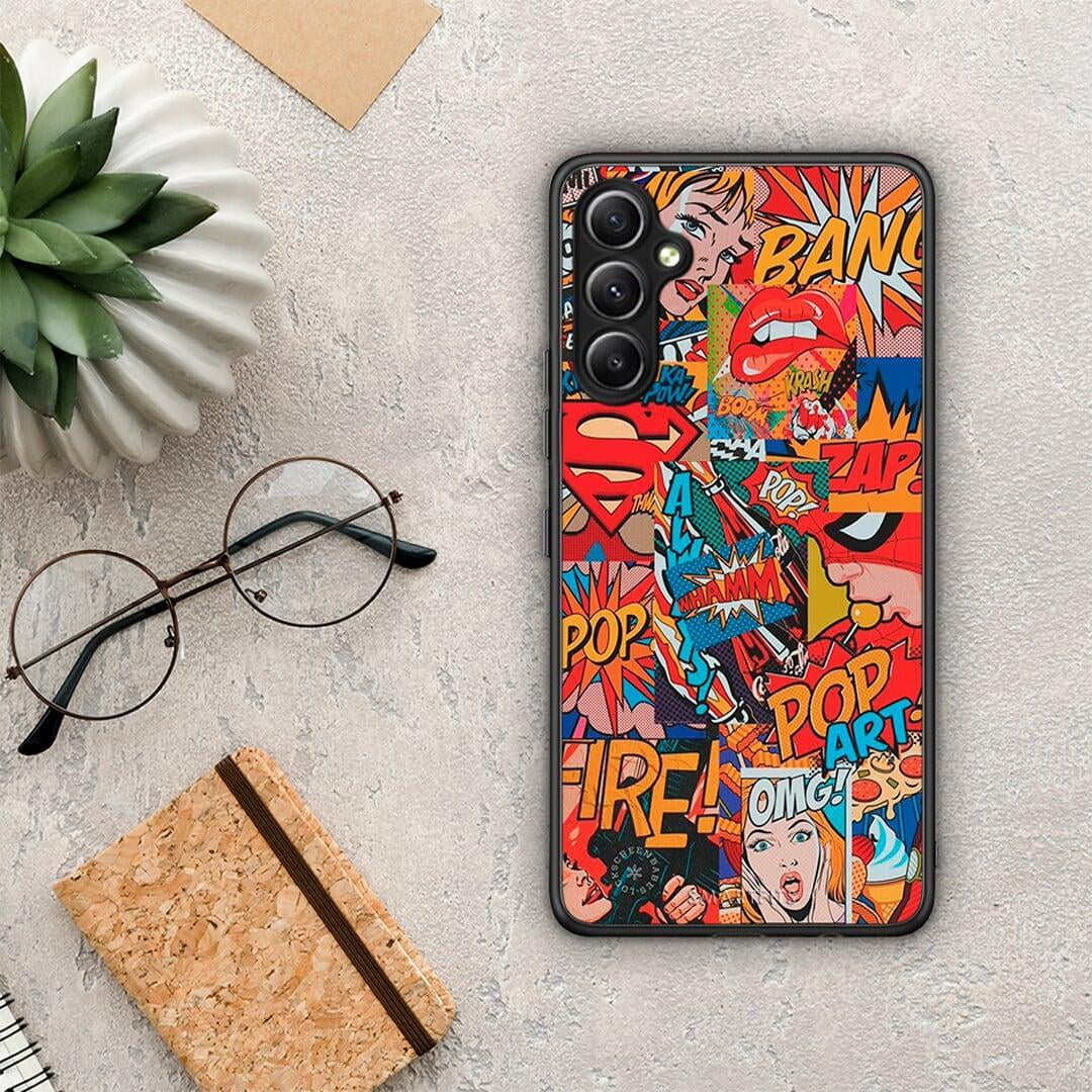 Θήκη Samsung Galaxy A34 PopArt OMG από τη Smartfits με σχέδιο στο πίσω μέρος και μαύρο περίβλημα | Samsung Galaxy A34 PopArt OMG Case with Colorful Back and Black Bezels