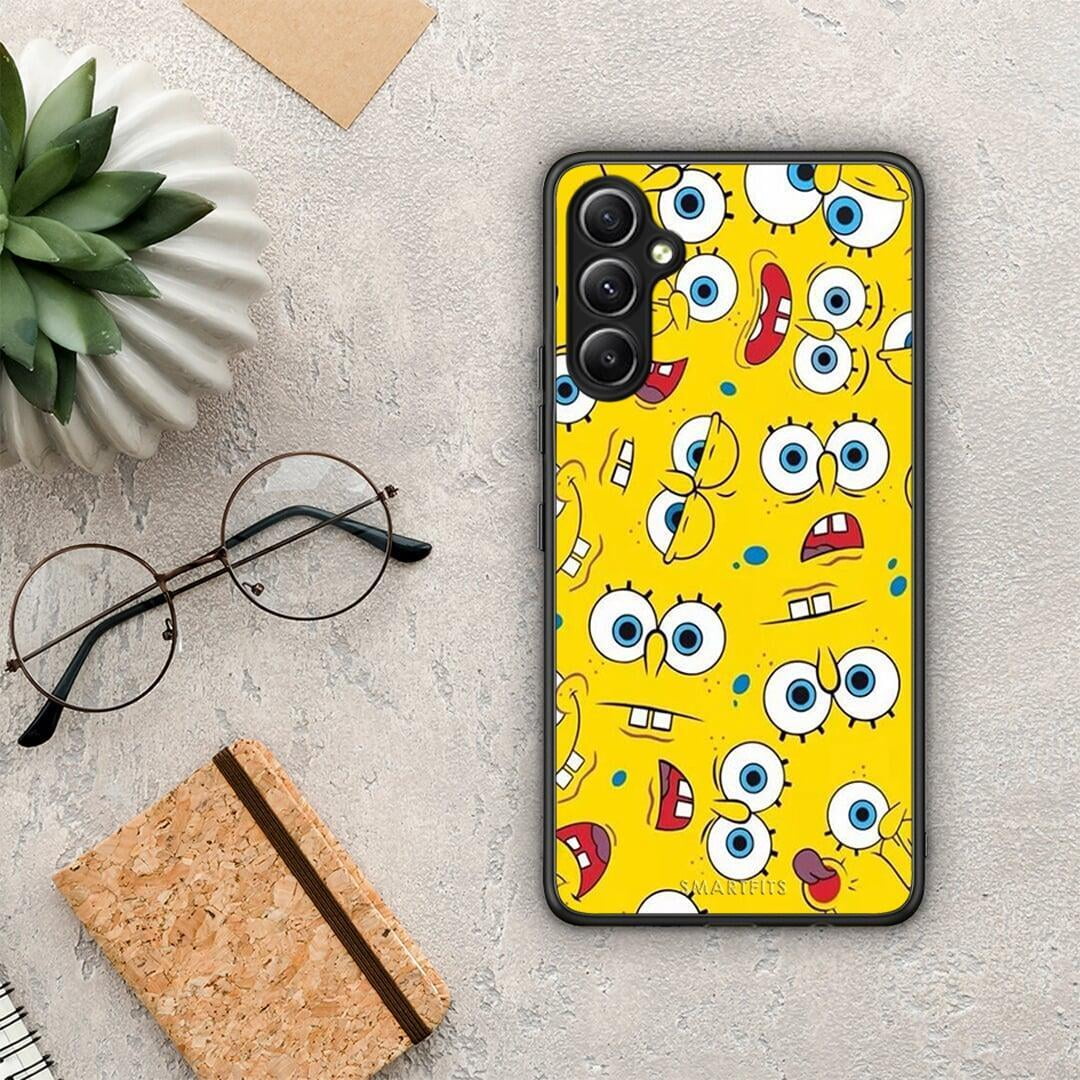 Θήκη Samsung Galaxy A34 PopArt Sponge από τη Smartfits με σχέδιο στο πίσω μέρος και μαύρο περίβλημα | Samsung Galaxy A34 PopArt Sponge Case with Colorful Back and Black Bezels