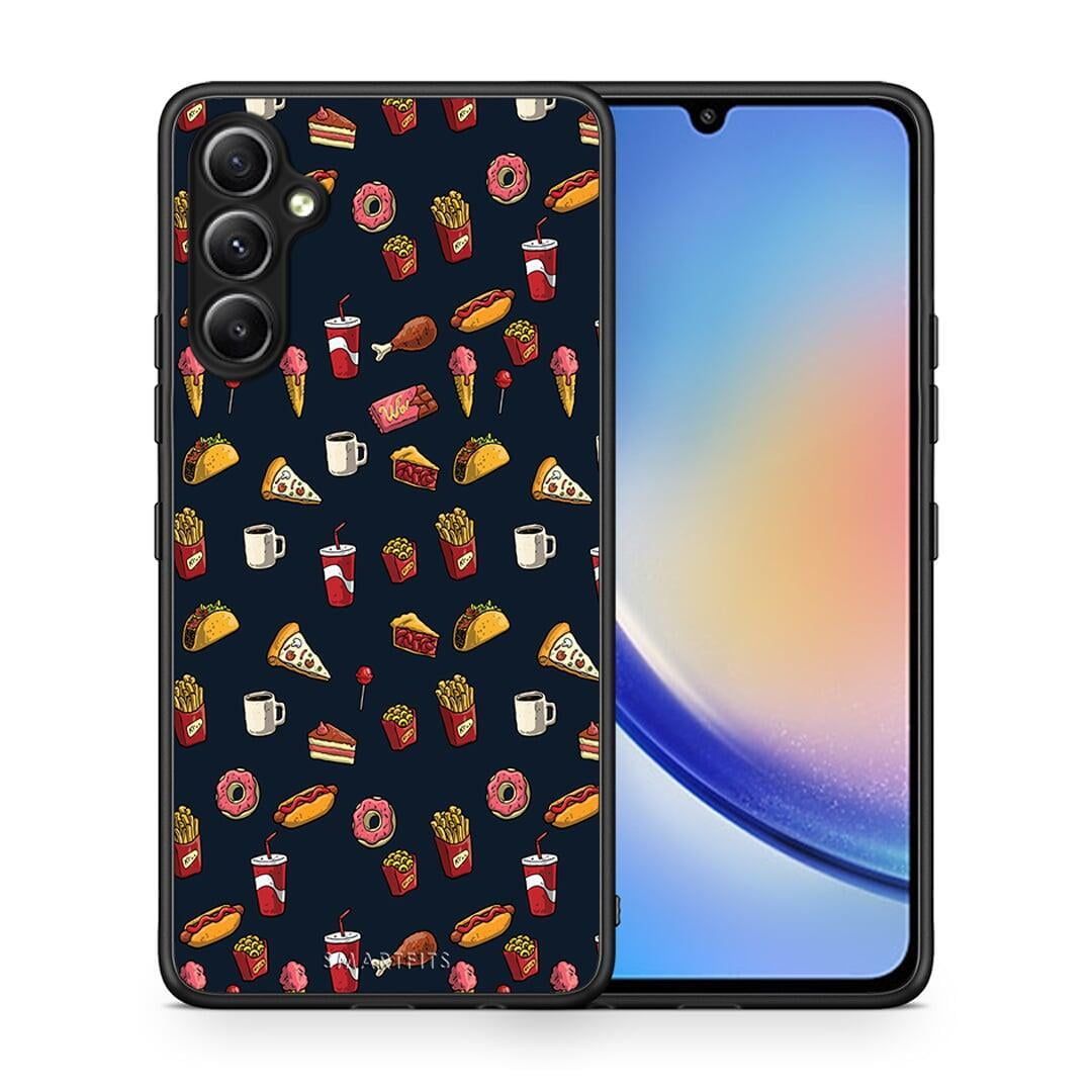 Θήκη Samsung Galaxy A34 Random Hungry από τη Smartfits με σχέδιο στο πίσω μέρος και μαύρο περίβλημα | Samsung Galaxy A34 Random Hungry Case with Colorful Back and Black Bezels