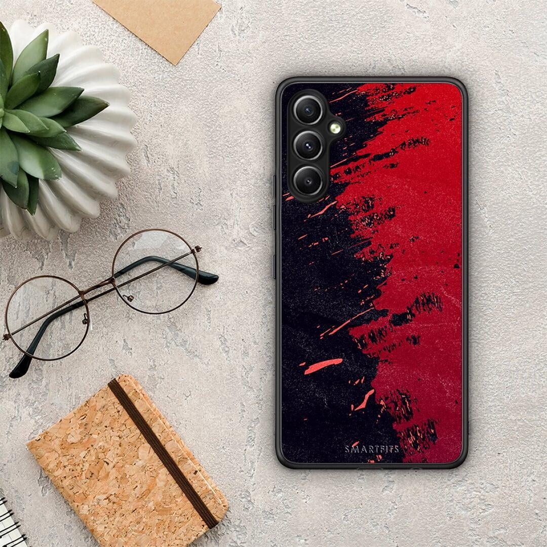 Θήκη Samsung Galaxy A34 Red Paint από τη Smartfits με σχέδιο στο πίσω μέρος και μαύρο περίβλημα | Samsung Galaxy A34 Red Paint Case with Colorful Back and Black Bezels