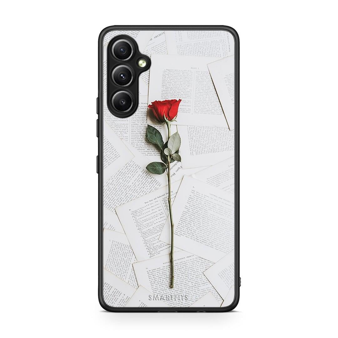 Θήκη Samsung Galaxy A34 Red Rose από τη Smartfits με σχέδιο στο πίσω μέρος και μαύρο περίβλημα | Samsung Galaxy A34 Red Rose Case with Colorful Back and Black Bezels