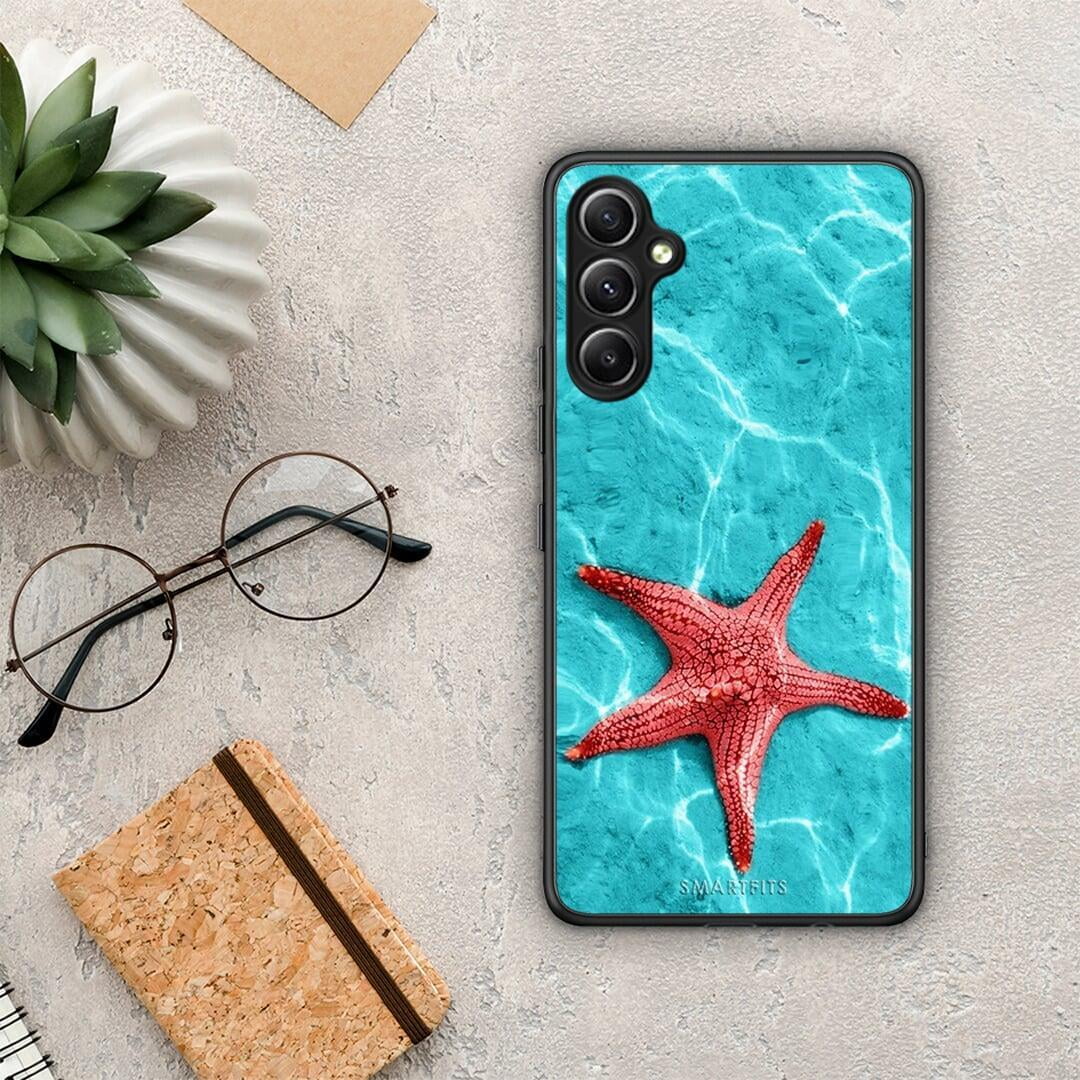 Θήκη Samsung Galaxy A34 Red Starfish από τη Smartfits με σχέδιο στο πίσω μέρος και μαύρο περίβλημα | Samsung Galaxy A34 Red Starfish Case with Colorful Back and Black Bezels