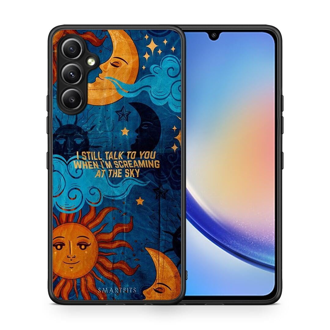 Θήκη Samsung Galaxy A34 Screaming Sky από τη Smartfits με σχέδιο στο πίσω μέρος και μαύρο περίβλημα | Samsung Galaxy A34 Screaming Sky Case with Colorful Back and Black Bezels