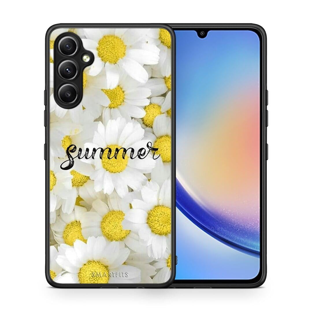 Θήκη Samsung Galaxy A34 Summer Daisies από τη Smartfits με σχέδιο στο πίσω μέρος και μαύρο περίβλημα | Samsung Galaxy A34 Summer Daisies Case with Colorful Back and Black Bezels