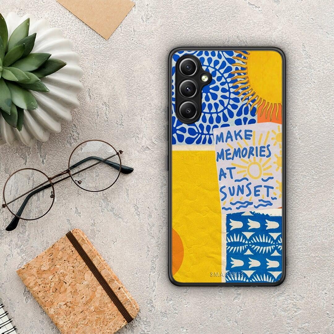 Θήκη Samsung Galaxy A34 Sunset Memories από τη Smartfits με σχέδιο στο πίσω μέρος και μαύρο περίβλημα | Samsung Galaxy A34 Sunset Memories Case with Colorful Back and Black Bezels