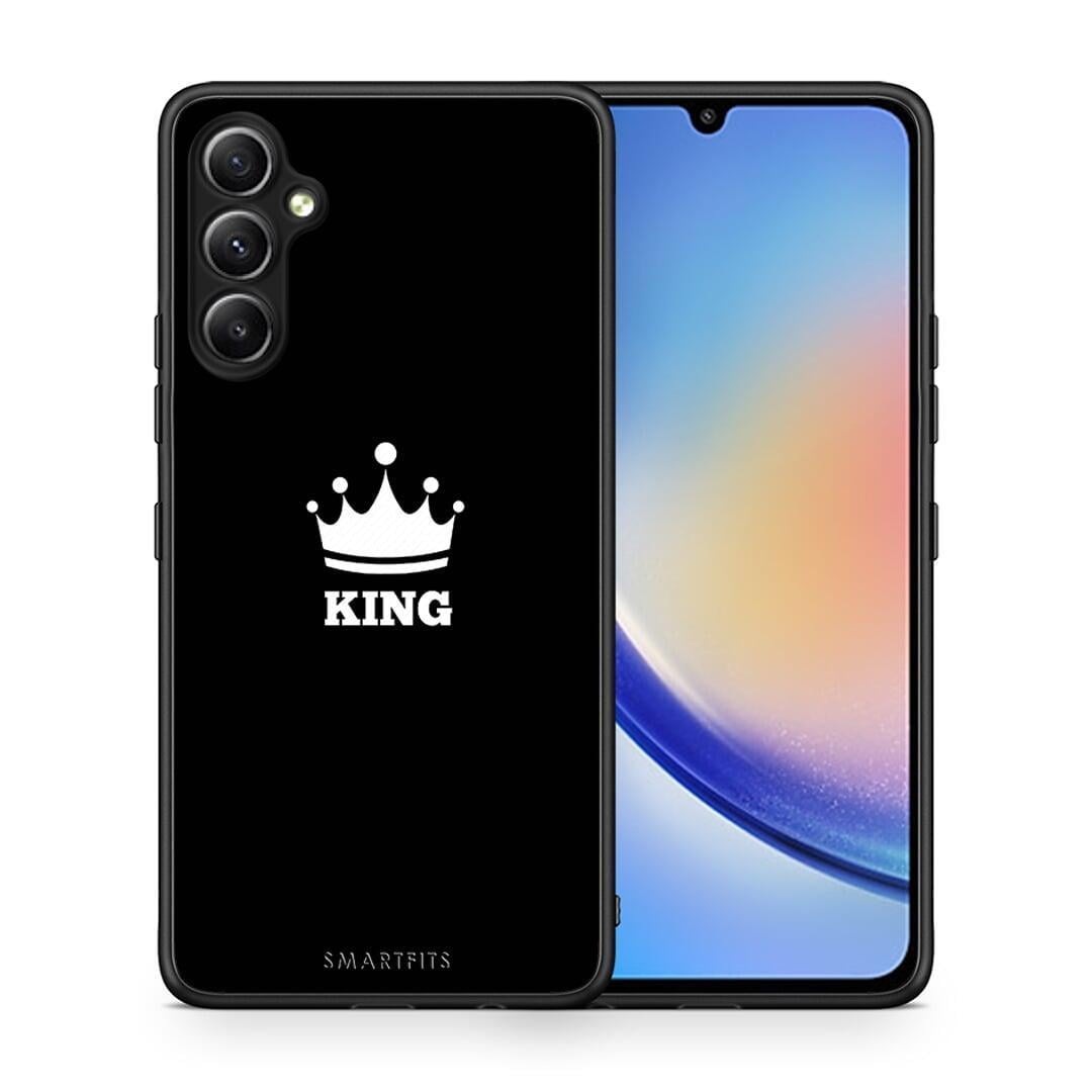 Θήκη Samsung Galaxy A34 Valentine King από τη Smartfits με σχέδιο στο πίσω μέρος και μαύρο περίβλημα | Samsung Galaxy A34 Valentine King Case with Colorful Back and Black Bezels