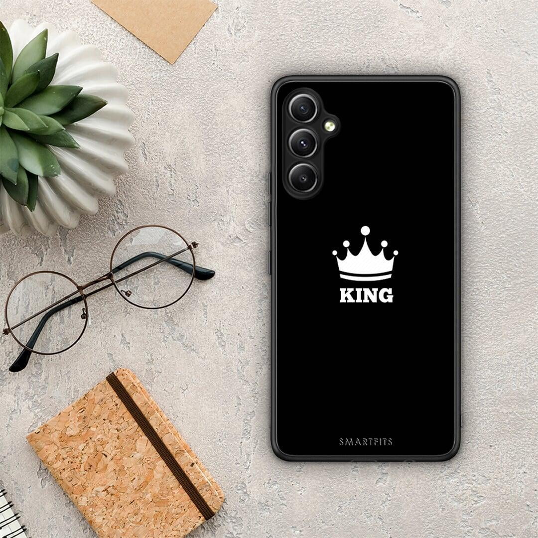 Θήκη Samsung Galaxy A34 Valentine King από τη Smartfits με σχέδιο στο πίσω μέρος και μαύρο περίβλημα | Samsung Galaxy A34 Valentine King Case with Colorful Back and Black Bezels