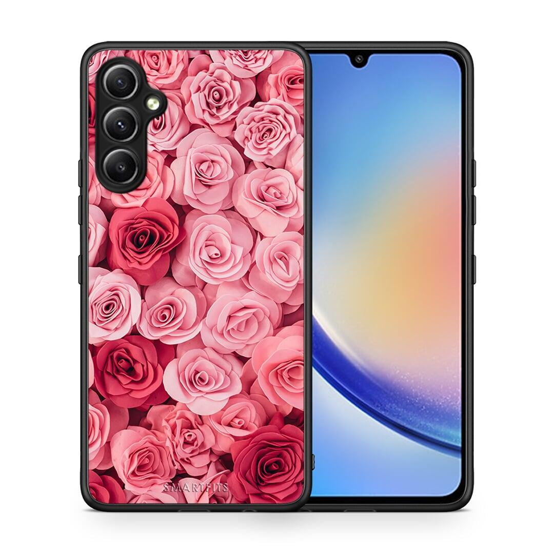 Θήκη Samsung Galaxy A34 Valentine RoseGarden από τη Smartfits με σχέδιο στο πίσω μέρος και μαύρο περίβλημα | Samsung Galaxy A34 Valentine RoseGarden Case with Colorful Back and Black Bezels