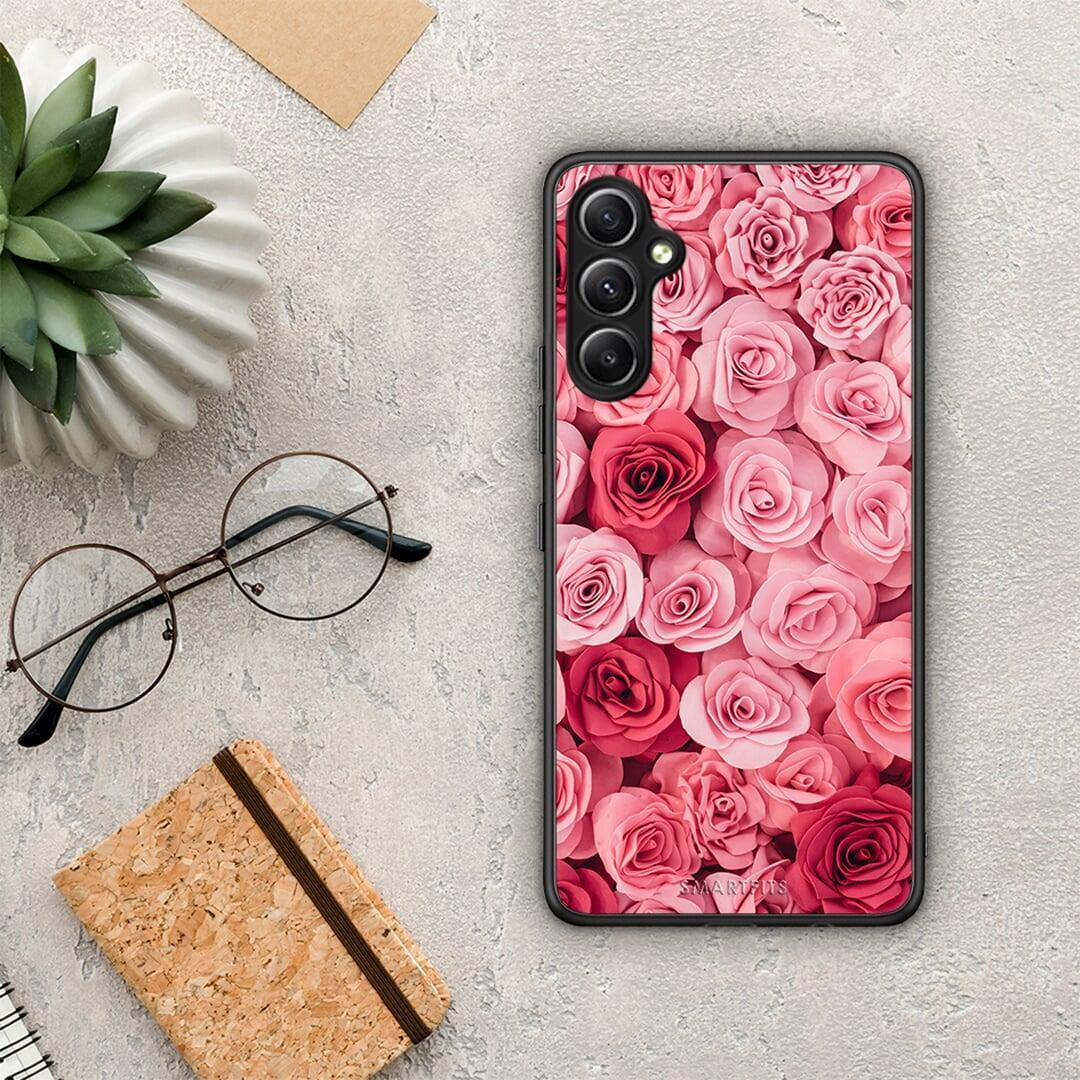 Θήκη Samsung Galaxy A34 Valentine RoseGarden από τη Smartfits με σχέδιο στο πίσω μέρος και μαύρο περίβλημα | Samsung Galaxy A34 Valentine RoseGarden Case with Colorful Back and Black Bezels