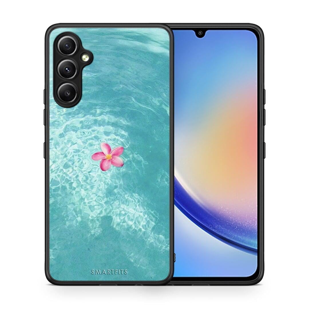 Θήκη Samsung Galaxy A34 Water Flower από τη Smartfits με σχέδιο στο πίσω μέρος και μαύρο περίβλημα | Samsung Galaxy A34 Water Flower Case with Colorful Back and Black Bezels