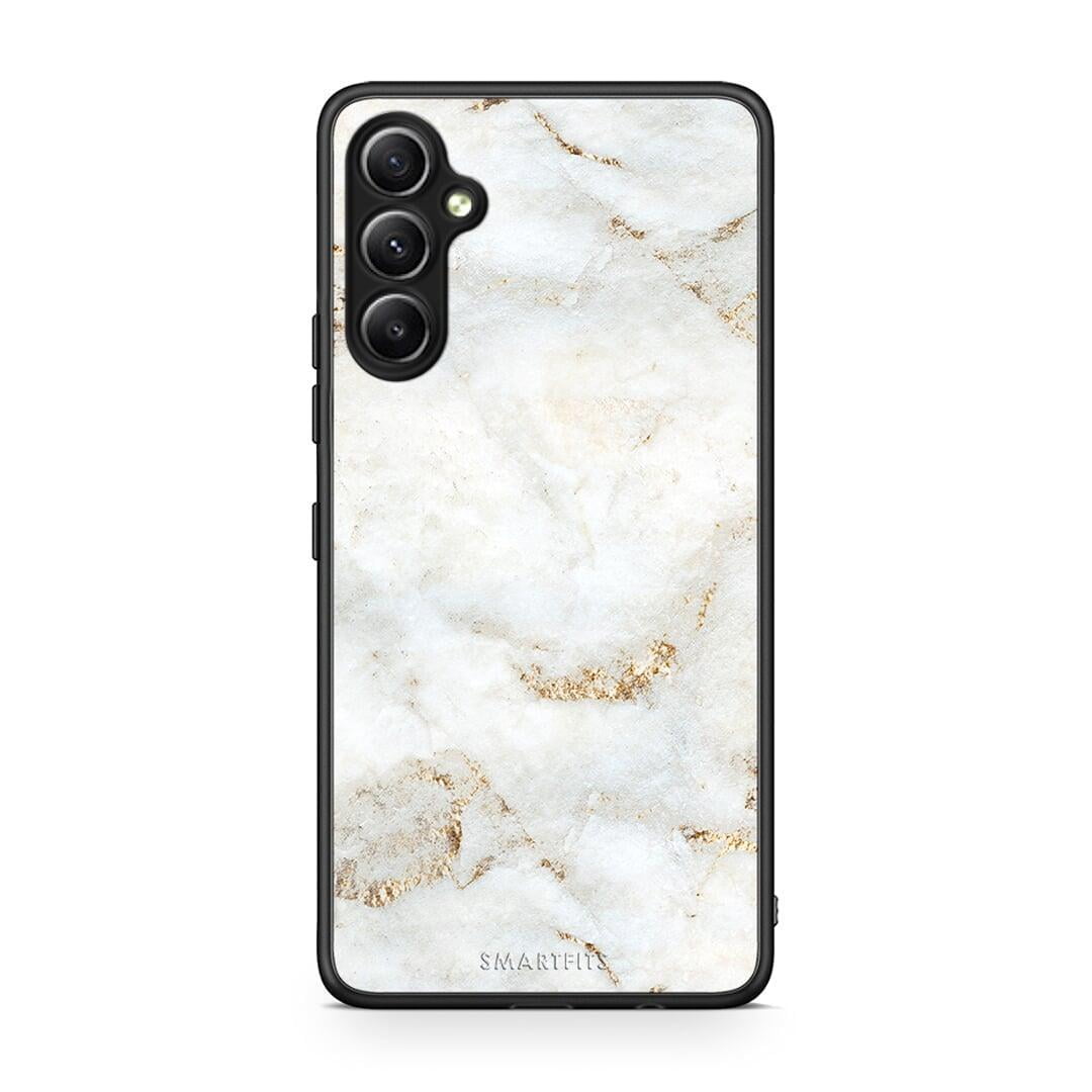 Θήκη Samsung Galaxy A34 White Gold Marble από τη Smartfits με σχέδιο στο πίσω μέρος και μαύρο περίβλημα | Samsung Galaxy A34 White Gold Marble Case with Colorful Back and Black Bezels