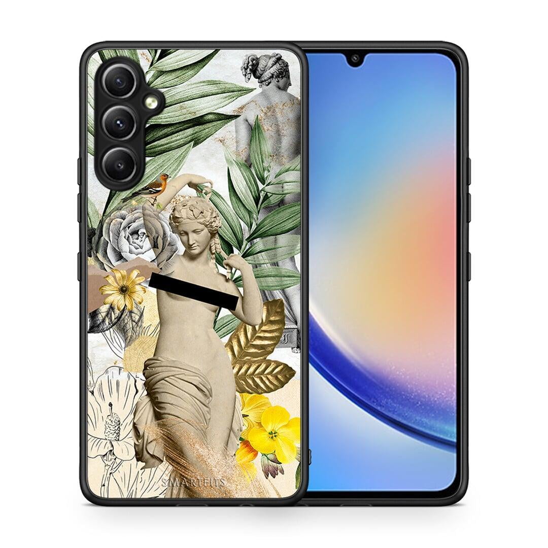 Θήκη Samsung Galaxy A34 Woman Statue από τη Smartfits με σχέδιο στο πίσω μέρος και μαύρο περίβλημα | Samsung Galaxy A34 Woman Statue Case with Colorful Back and Black Bezels