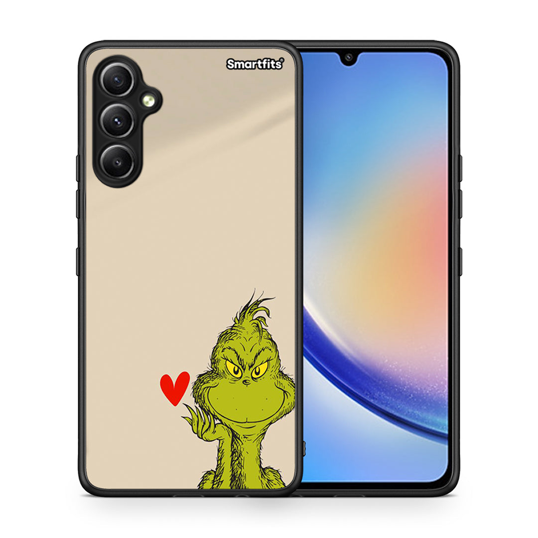 Θήκη Samsung Galaxy A34 Xmas Grinch από τη Smartfits με σχέδιο στο πίσω μέρος και μαύρο περίβλημα | Samsung Galaxy A34 Xmas Grinch Case with Colorful Back and Black Bezels