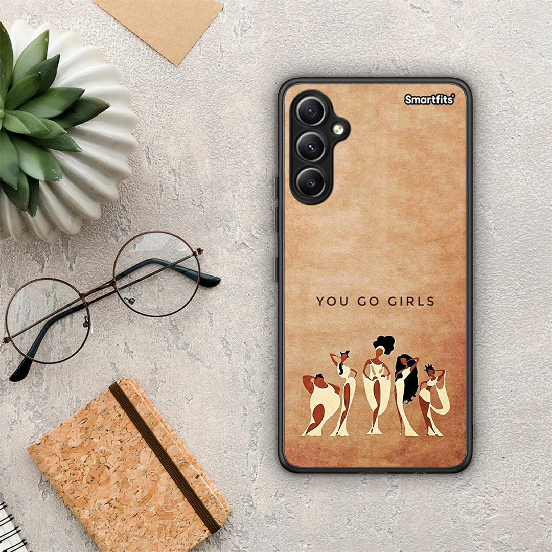 Θήκη Samsung Galaxy A34 You Go Girl από τη Smartfits με σχέδιο στο πίσω μέρος και μαύρο περίβλημα | Samsung Galaxy A34 You Go Girl Case with Colorful Back and Black Bezels