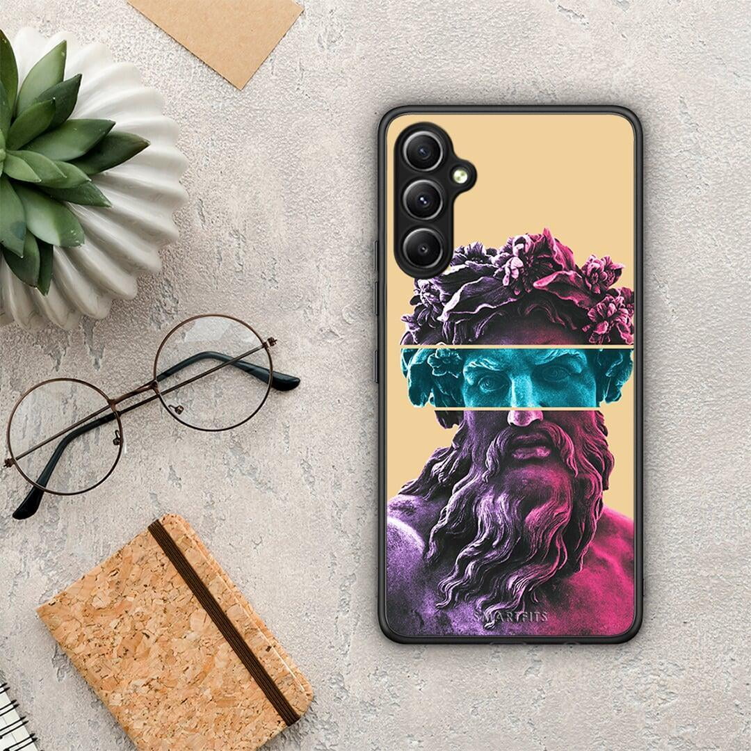 Θήκη Samsung Galaxy A34 Zeus Art από τη Smartfits με σχέδιο στο πίσω μέρος και μαύρο περίβλημα | Samsung Galaxy A34 Zeus Art Case with Colorful Back and Black Bezels