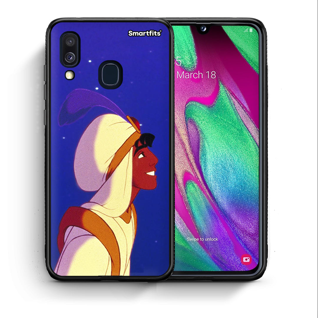 Θήκη Samsung A40 Alladin And Jasmine Love 1 από τη Smartfits με σχέδιο στο πίσω μέρος και μαύρο περίβλημα | Samsung A40 Alladin And Jasmine Love 1 case with colorful back and black bezels