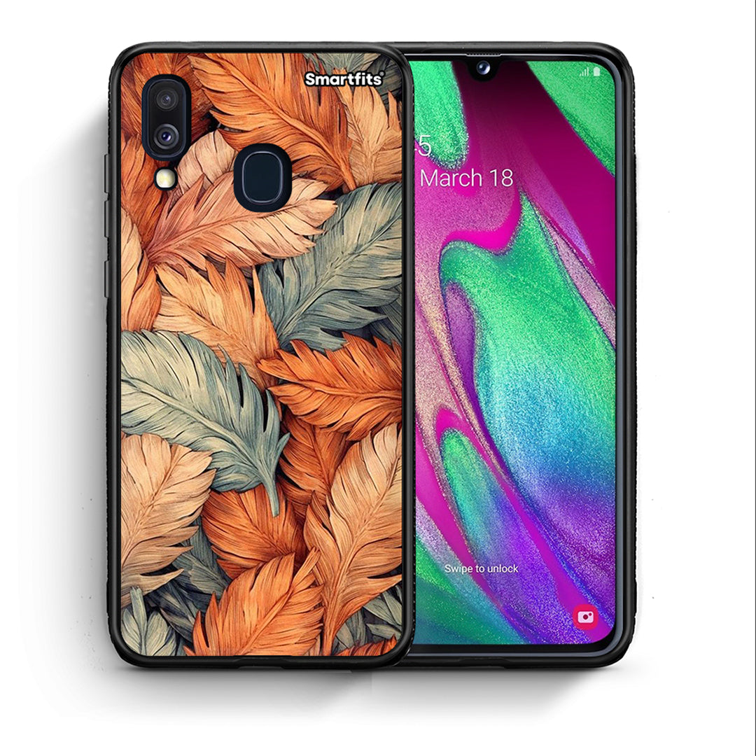 Θήκη Samsung A40 Autumn Leaves από τη Smartfits με σχέδιο στο πίσω μέρος και μαύρο περίβλημα | Samsung A40 Autumn Leaves case with colorful back and black bezels