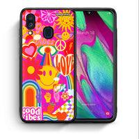 Thumbnail for Θήκη Samsung A40 Hippie Love από τη Smartfits με σχέδιο στο πίσω μέρος και μαύρο περίβλημα | Samsung A40 Hippie Love case with colorful back and black bezels