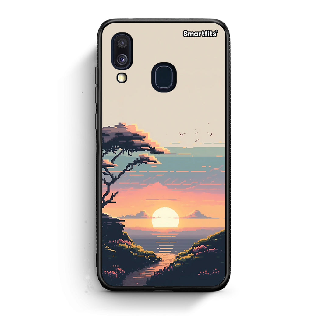 Samsung A40 Pixel Sunset Θήκη από τη Smartfits με σχέδιο στο πίσω μέρος και μαύρο περίβλημα | Smartphone case with colorful back and black bezels by Smartfits
