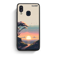 Thumbnail for Samsung A40 Pixel Sunset Θήκη από τη Smartfits με σχέδιο στο πίσω μέρος και μαύρο περίβλημα | Smartphone case with colorful back and black bezels by Smartfits