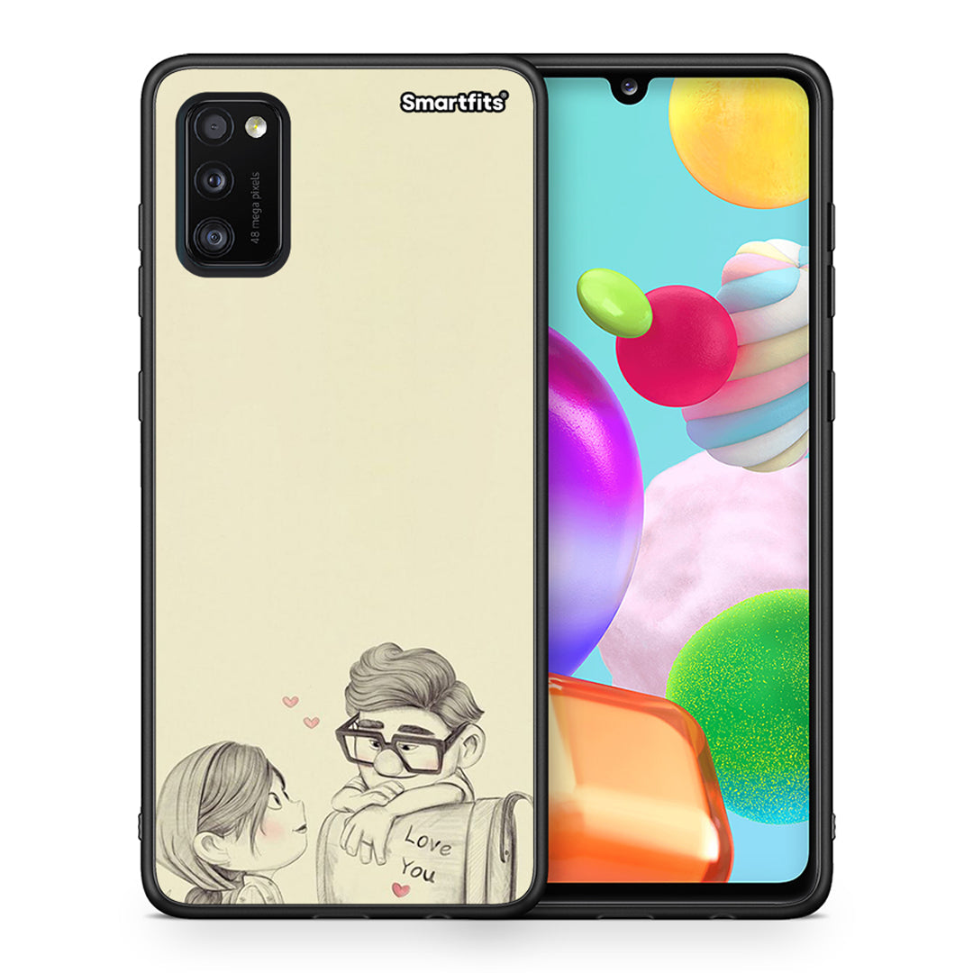 Θήκη Samsung A41 Carl And Ellie από τη Smartfits με σχέδιο στο πίσω μέρος και μαύρο περίβλημα | Samsung A41 Carl And Ellie case with colorful back and black bezels