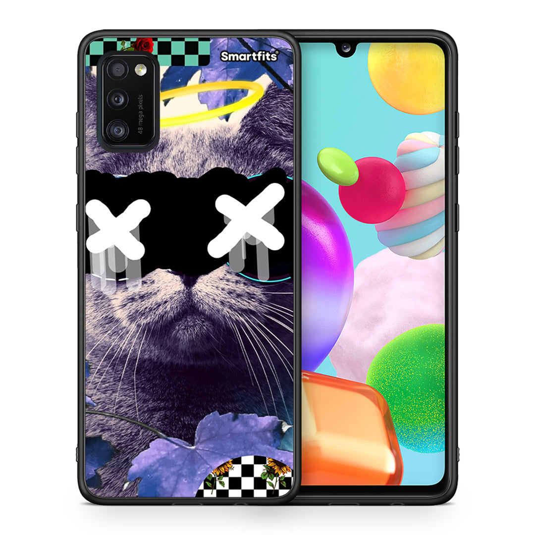 Θήκη Samsung A41 Cat Collage από τη Smartfits με σχέδιο στο πίσω μέρος και μαύρο περίβλημα | Samsung A41 Cat Collage case with colorful back and black bezels