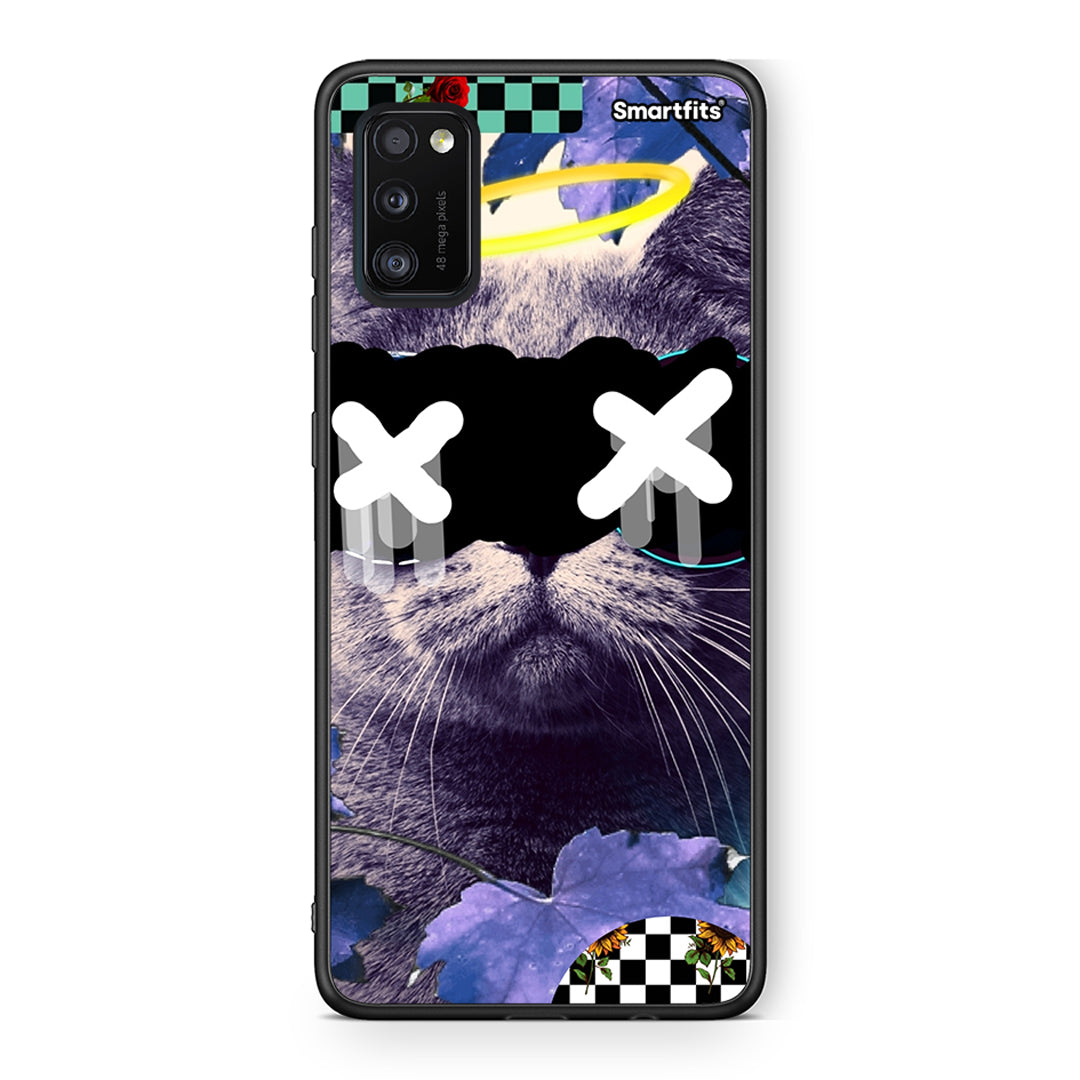 Samsung A41 Cat Collage θήκη από τη Smartfits με σχέδιο στο πίσω μέρος και μαύρο περίβλημα | Smartphone case with colorful back and black bezels by Smartfits