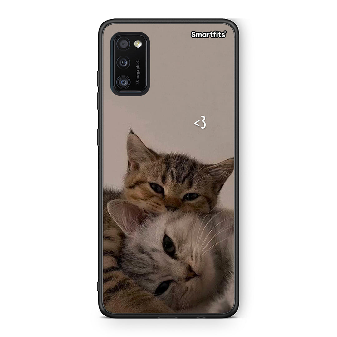 Samsung A41 Cats In Love Θήκη από τη Smartfits με σχέδιο στο πίσω μέρος και μαύρο περίβλημα | Smartphone case with colorful back and black bezels by Smartfits