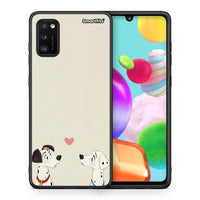 Thumbnail for Θήκη Samsung A41 Dalmatians Love από τη Smartfits με σχέδιο στο πίσω μέρος και μαύρο περίβλημα | Samsung A41 Dalmatians Love case with colorful back and black bezels