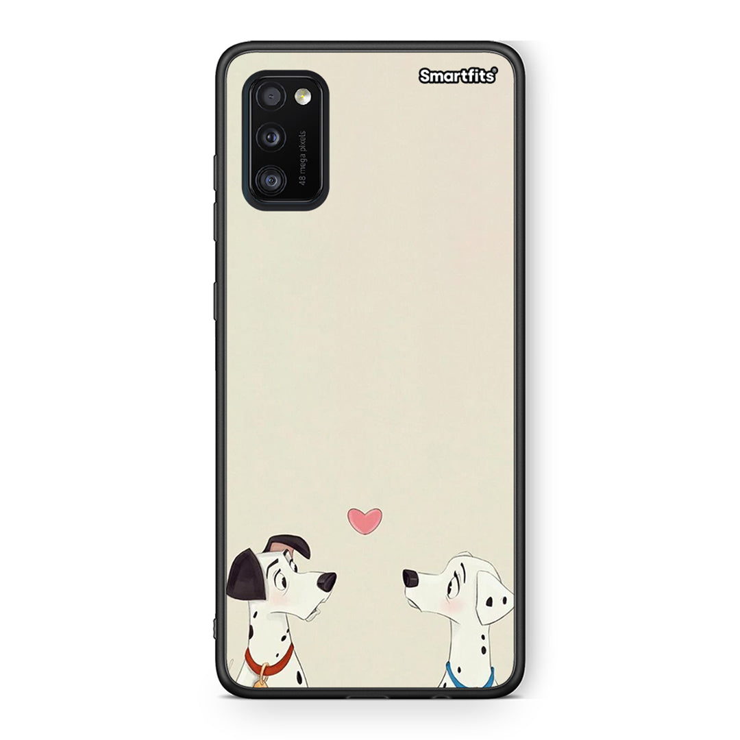 Samsung A41 Dalmatians Love θήκη από τη Smartfits με σχέδιο στο πίσω μέρος και μαύρο περίβλημα | Smartphone case with colorful back and black bezels by Smartfits