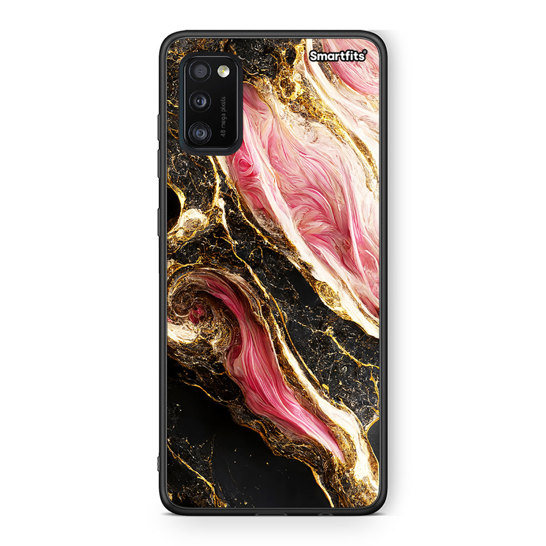 Samsung A41 Glamorous Pink Marble θήκη από τη Smartfits με σχέδιο στο πίσω μέρος και μαύρο περίβλημα | Smartphone case with colorful back and black bezels by Smartfits