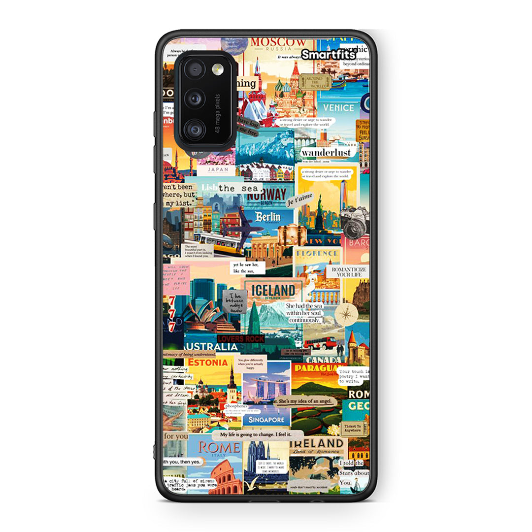 Samsung A41 Live To Travel θήκη από τη Smartfits με σχέδιο στο πίσω μέρος και μαύρο περίβλημα | Smartphone case with colorful back and black bezels by Smartfits