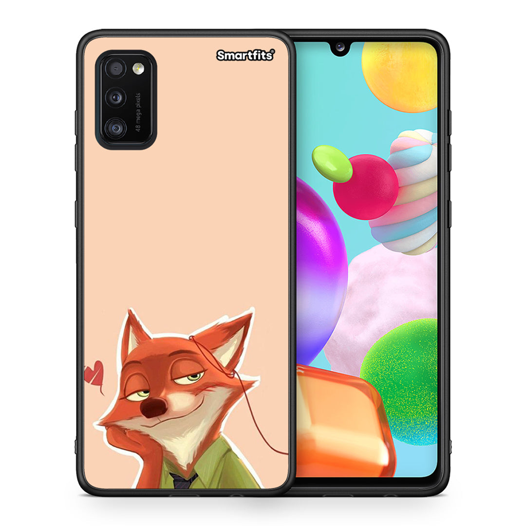 Θήκη Samsung A41 Nick Wilde And Judy Hopps Love 1 από τη Smartfits με σχέδιο στο πίσω μέρος και μαύρο περίβλημα | Samsung A41 Nick Wilde And Judy Hopps Love 1 case with colorful back and black bezels