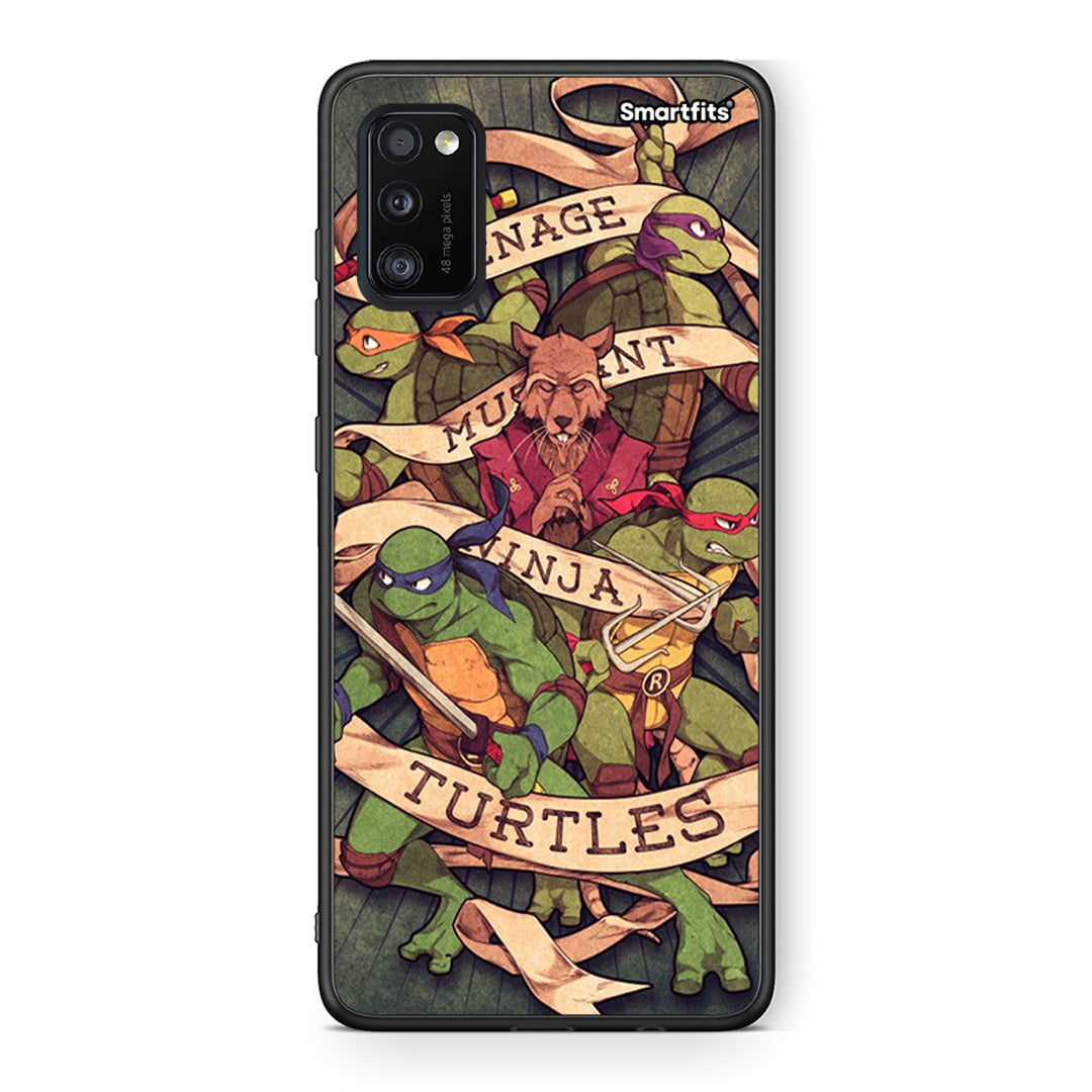 Samsung A41 Ninja Turtles θήκη από τη Smartfits με σχέδιο στο πίσω μέρος και μαύρο περίβλημα | Smartphone case with colorful back and black bezels by Smartfits
