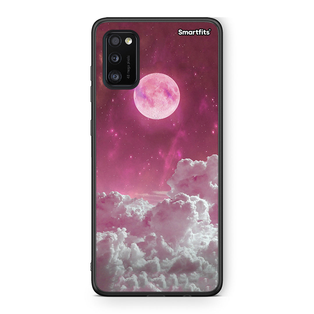 Samsung A41 Pink Moon Θήκη από τη Smartfits με σχέδιο στο πίσω μέρος και μαύρο περίβλημα | Smartphone case with colorful back and black bezels by Smartfits