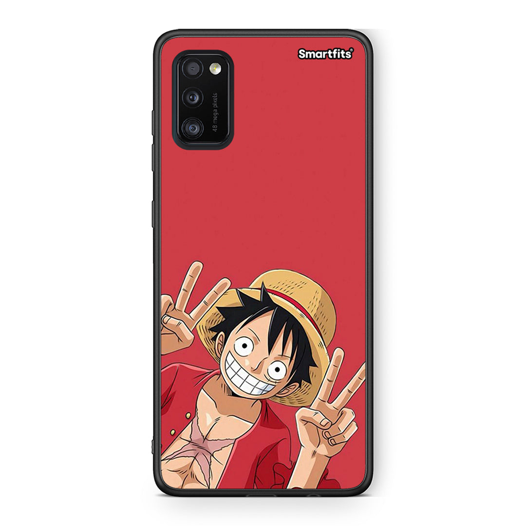 Samsung A41 Pirate Luffy Θήκη από τη Smartfits με σχέδιο στο πίσω μέρος και μαύρο περίβλημα | Smartphone case with colorful back and black bezels by Smartfits