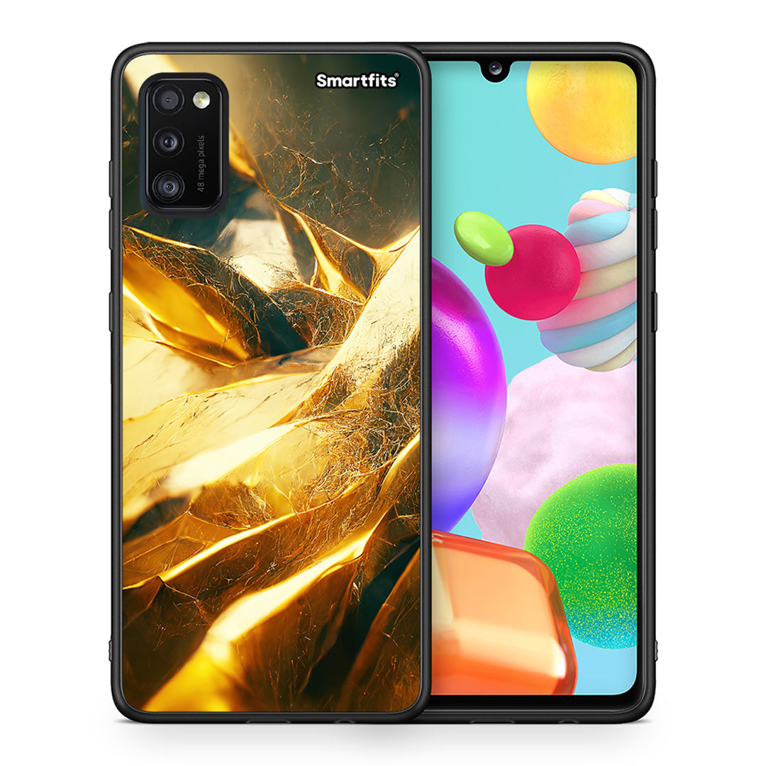 Θήκη Samsung A41 Real Gold από τη Smartfits με σχέδιο στο πίσω μέρος και μαύρο περίβλημα | Samsung A41 Real Gold case with colorful back and black bezels