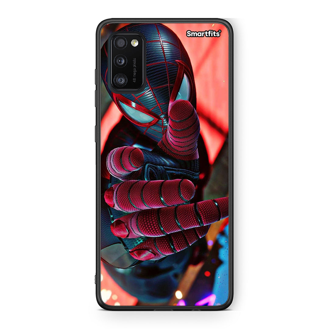 Samsung A41 Spider Hand Θήκη από τη Smartfits με σχέδιο στο πίσω μέρος και μαύρο περίβλημα | Smartphone case with colorful back and black bezels by Smartfits