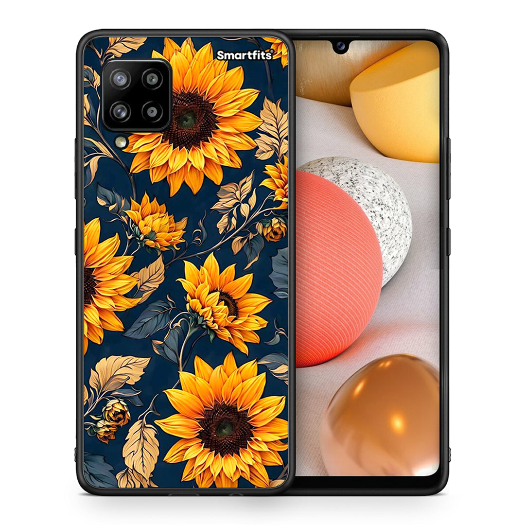 Θήκη Samsung Galaxy A42 Autumn Sunflowers από τη Smartfits με σχέδιο στο πίσω μέρος και μαύρο περίβλημα | Samsung Galaxy A42 Autumn Sunflowers case with colorful back and black bezels