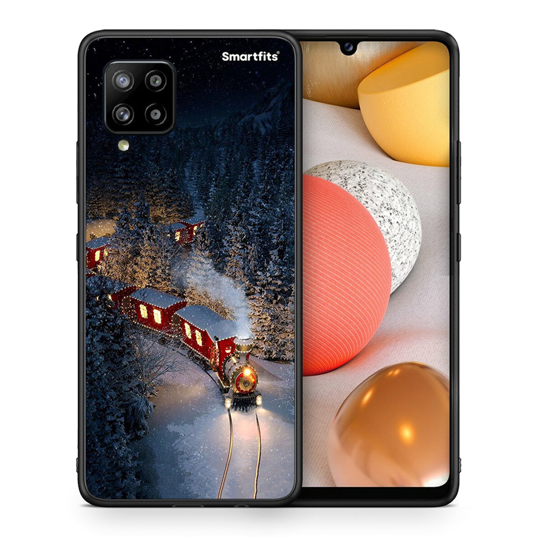 Θήκη Samsung Galaxy A42 Xmas Train από τη Smartfits με σχέδιο στο πίσω μέρος και μαύρο περίβλημα | Samsung Galaxy A42 Xmas Train case with colorful back and black bezels