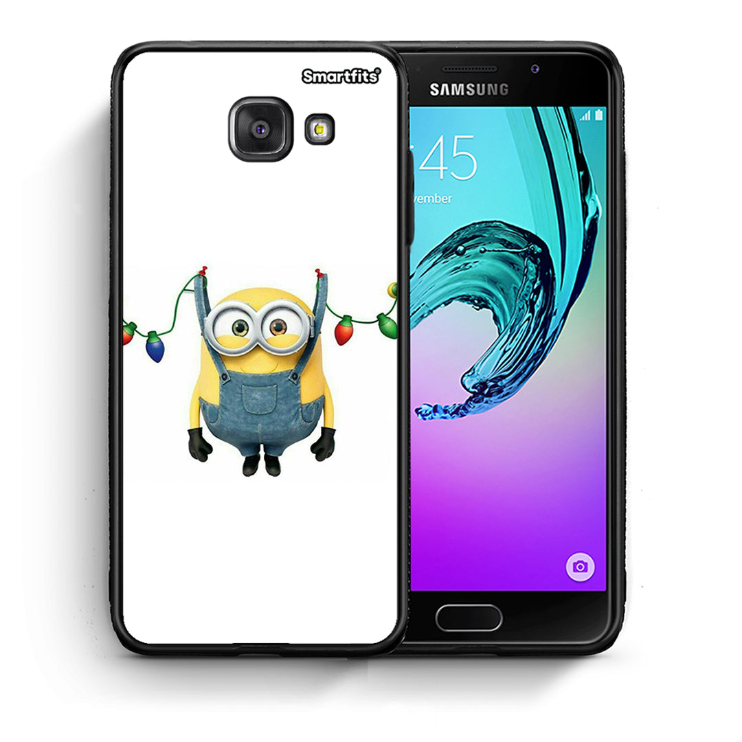 Θήκη Samsung A5 2017 Xmas Minion Lights από τη Smartfits με σχέδιο στο πίσω μέρος και μαύρο περίβλημα | Samsung A5 2017 Xmas Minion Lights case with colorful back and black bezels