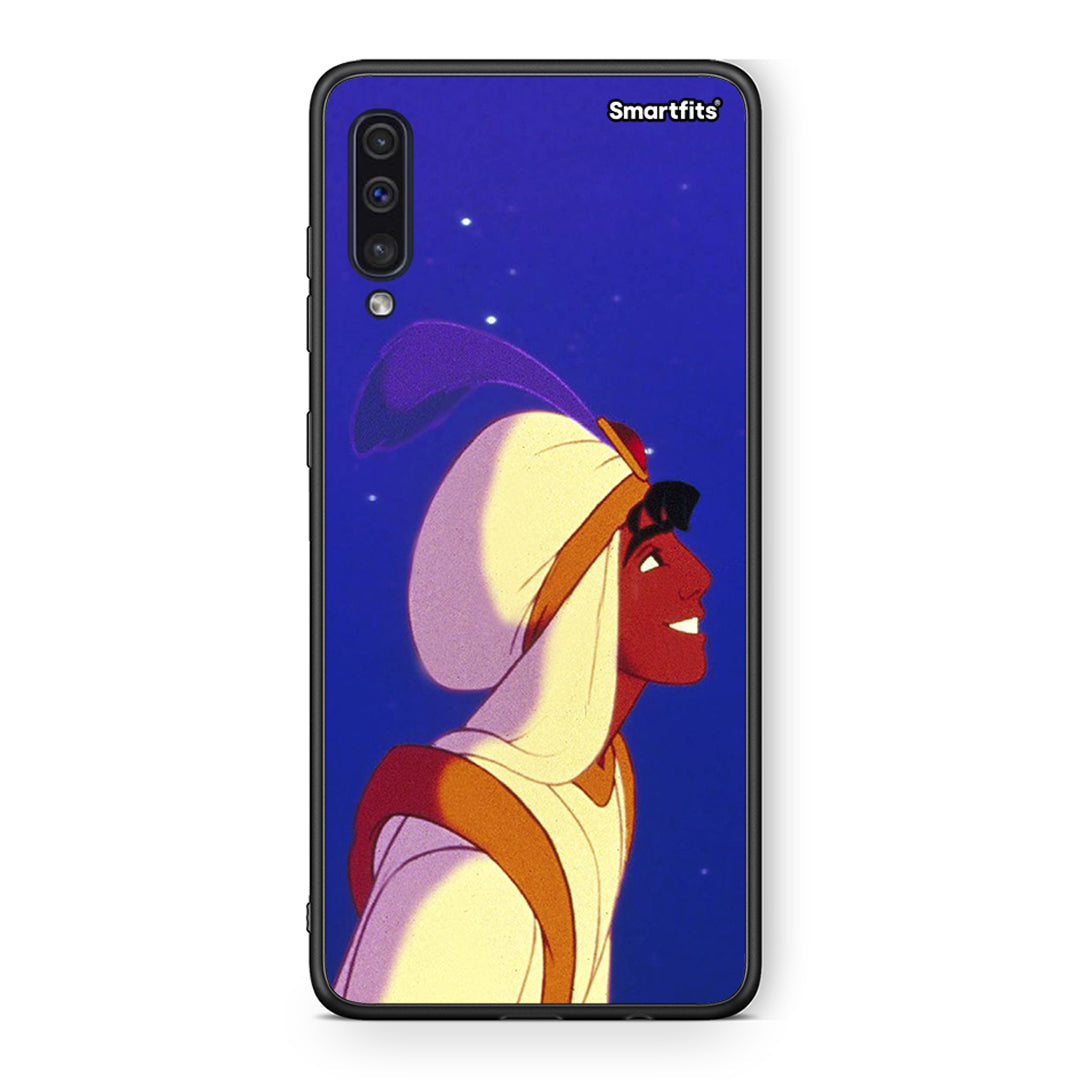 samsung a50 Alladin And Jasmine Love 1 θήκη από τη Smartfits με σχέδιο στο πίσω μέρος και μαύρο περίβλημα | Smartphone case with colorful back and black bezels by Smartfits