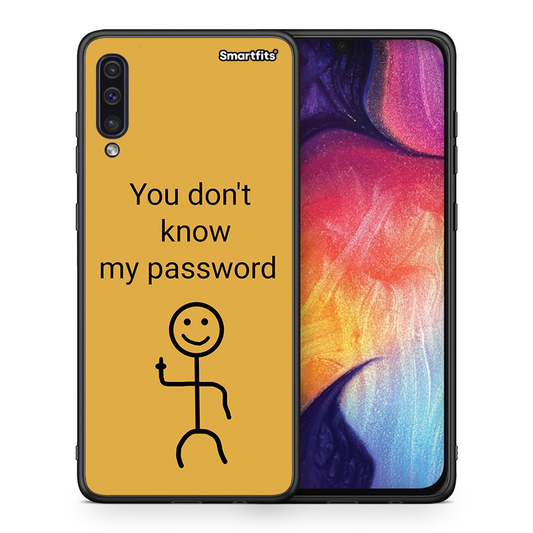 Θήκη Samsung A50 / A30s My Password από τη Smartfits με σχέδιο στο πίσω μέρος και μαύρο περίβλημα | Samsung A50 / A30s My Password case with colorful back and black bezels