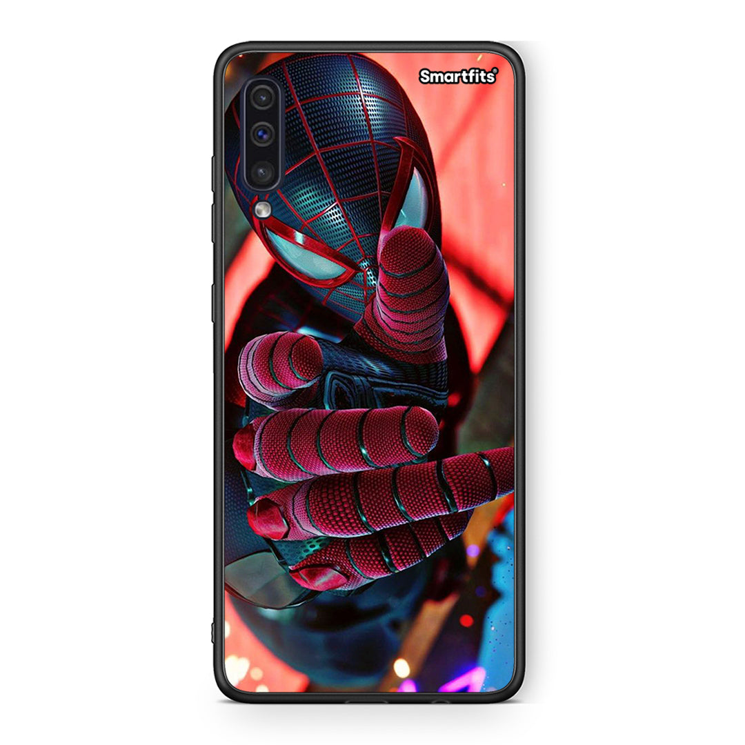 samsung a50 Spider Hand Θήκη από τη Smartfits με σχέδιο στο πίσω μέρος και μαύρο περίβλημα | Smartphone case with colorful back and black bezels by Smartfits