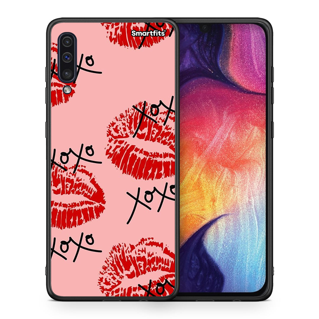 Θήκη Samsung A50/A30s XOXO Lips από τη Smartfits με σχέδιο στο πίσω μέρος και μαύρο περίβλημα | Samsung A50/A30s XOXO Lips case with colorful back and black bezels