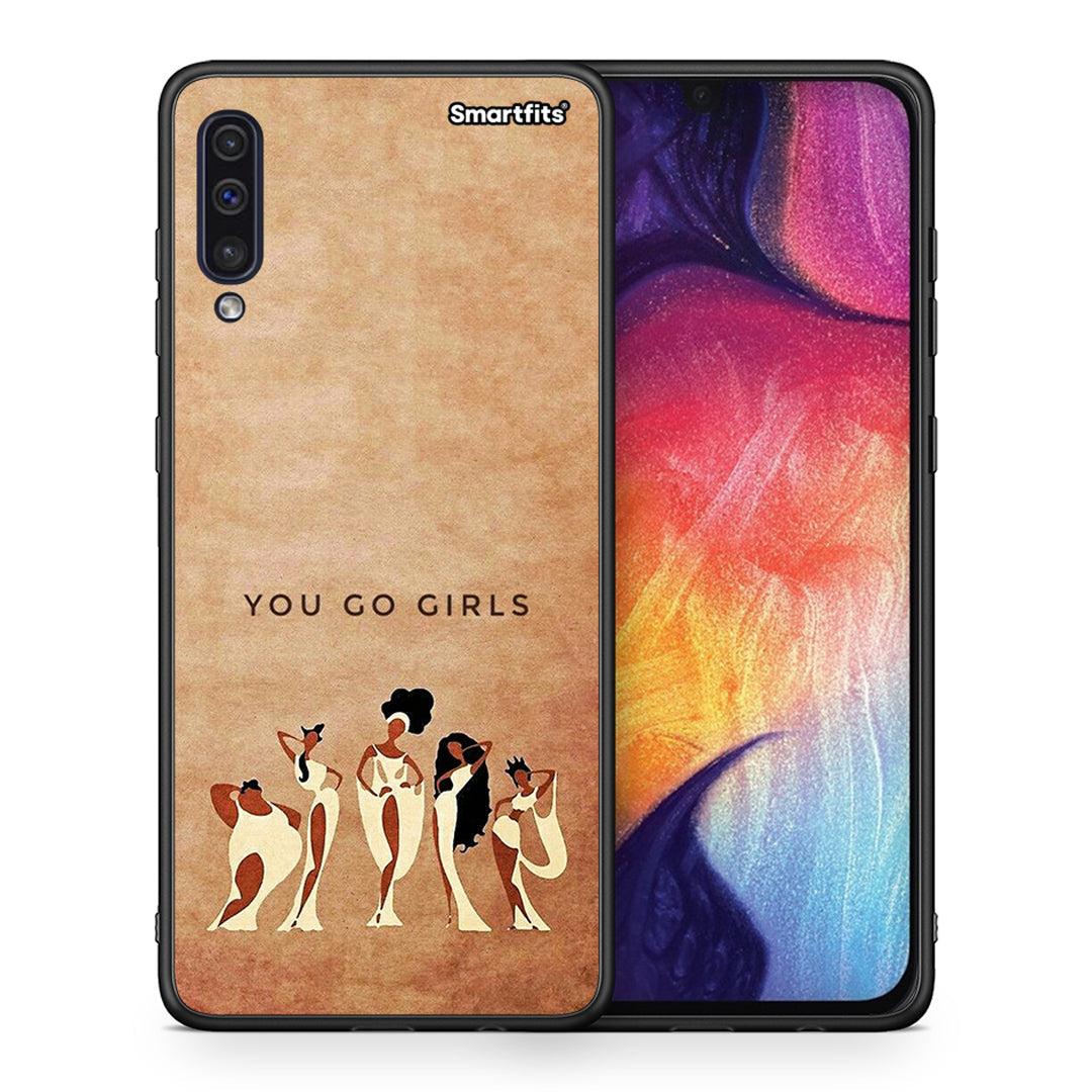 Θήκη Samsung A50/A30s You Go Girl από τη Smartfits με σχέδιο στο πίσω μέρος και μαύρο περίβλημα | Samsung A50/A30s You Go Girl case with colorful back and black bezels