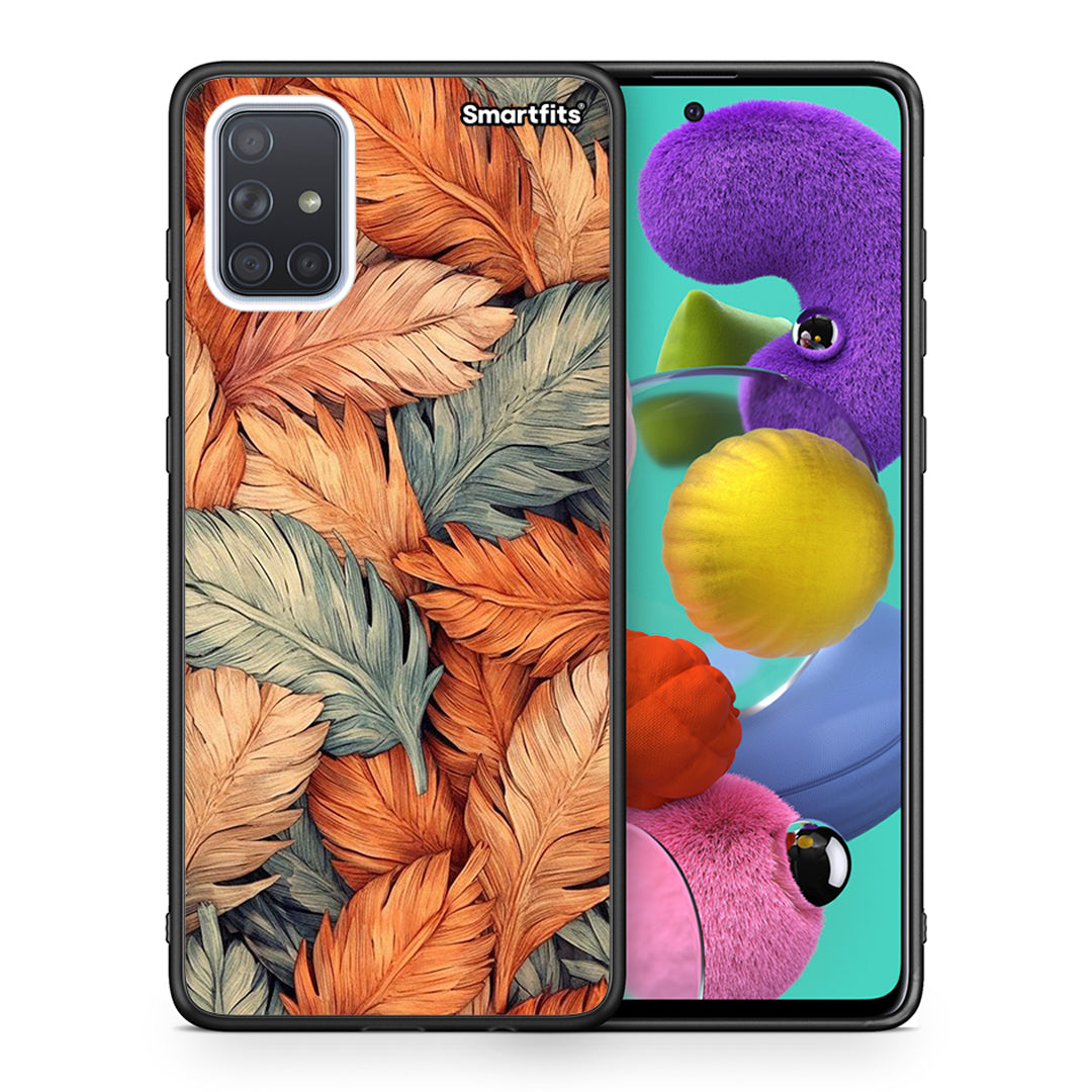 Θήκη Samsung A51 Autumn Leaves από τη Smartfits με σχέδιο στο πίσω μέρος και μαύρο περίβλημα | Samsung A51 Autumn Leaves case with colorful back and black bezels