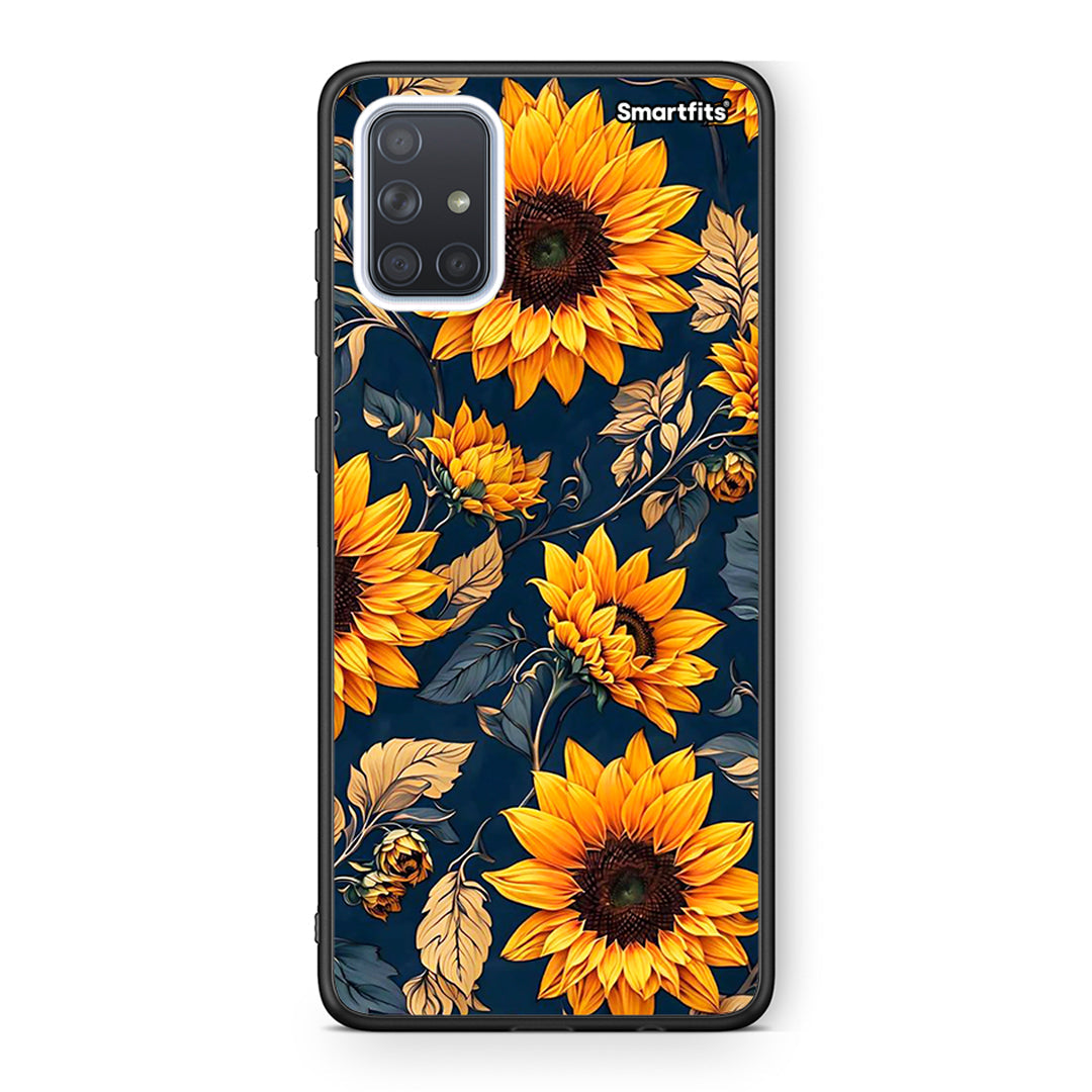 Samsung A71 Autumn Sunflowers Θήκη από τη Smartfits με σχέδιο στο πίσω μέρος και μαύρο περίβλημα | Smartphone case with colorful back and black bezels by Smartfits